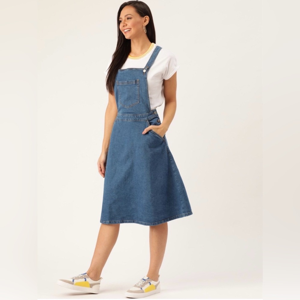 Dressberry Blue Denim Overall/Pinafore Dress-Size XL